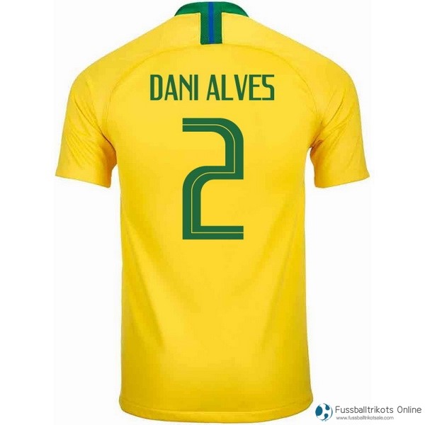 Brasilien Trikot Heim Dani Alves 2018 Gelb Fussballtrikots Günstig